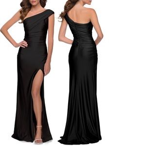 One Shoulder Shiny Jersey Dress